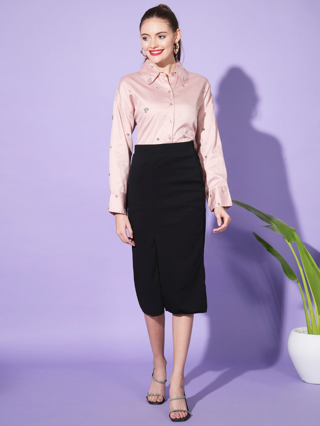 Pink Embroidered Shirt