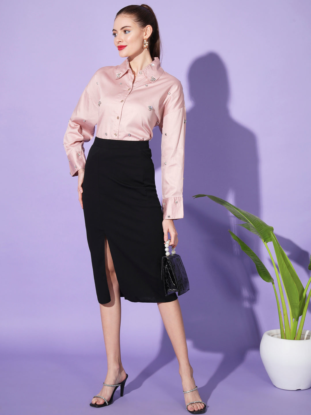 Pink Embroidered Shirt