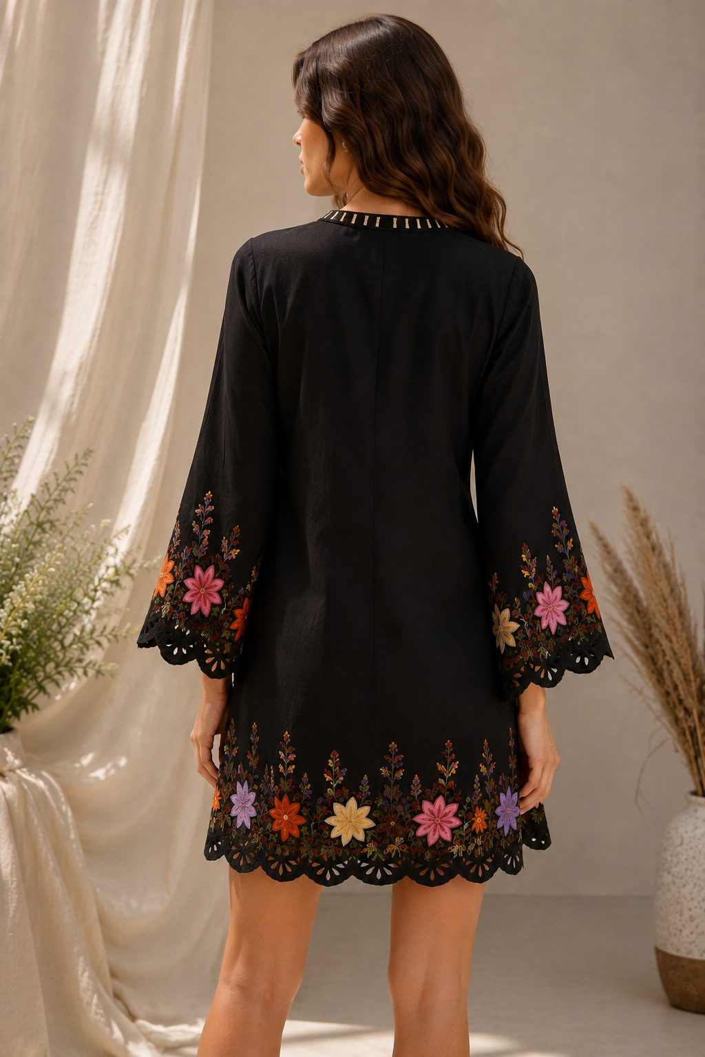 Midnight Wildflower Linen Dress