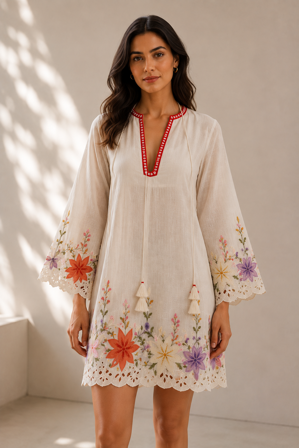 Ivory Meadow Appliqué Dress