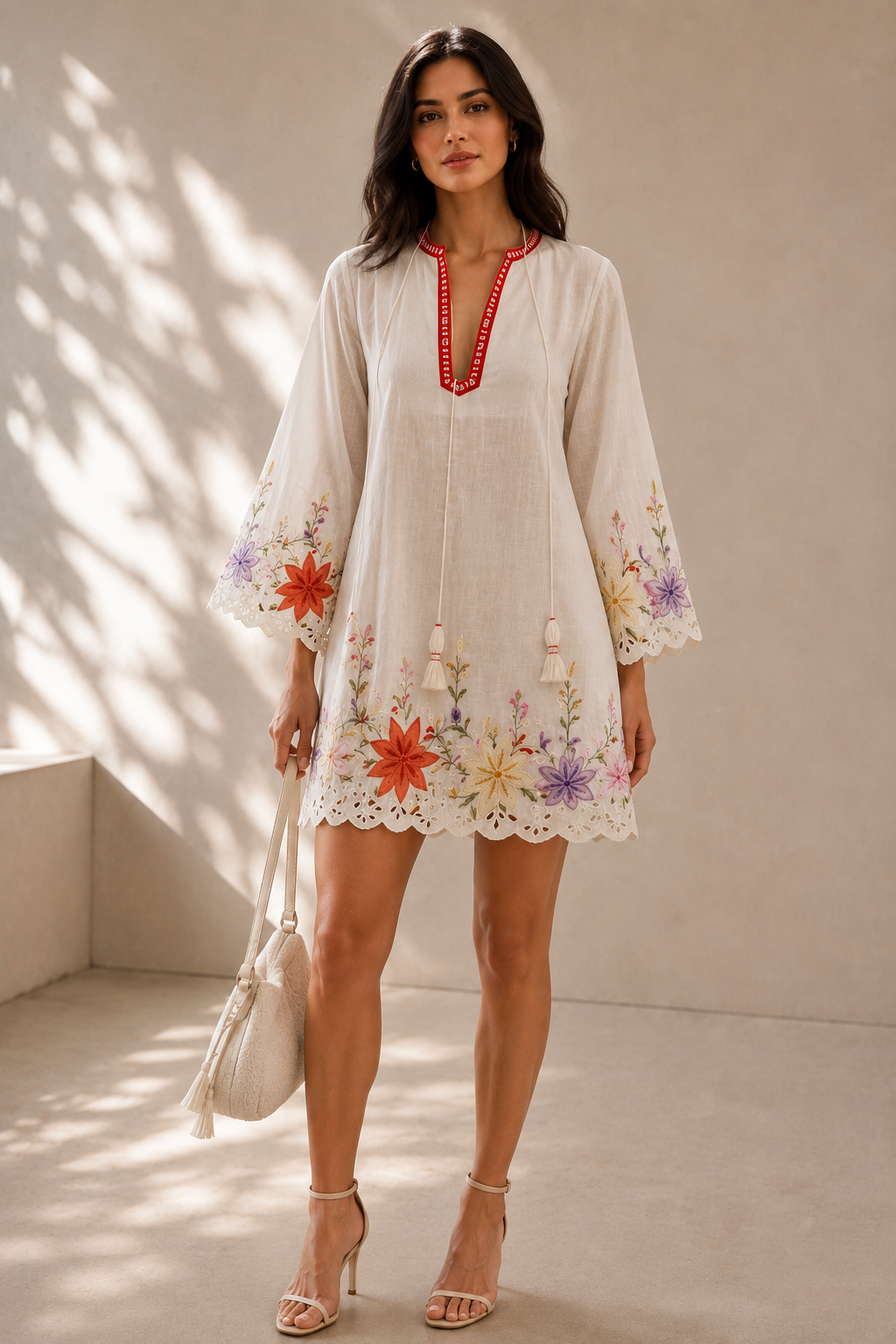 Ivory Meadow Appliqué Dress