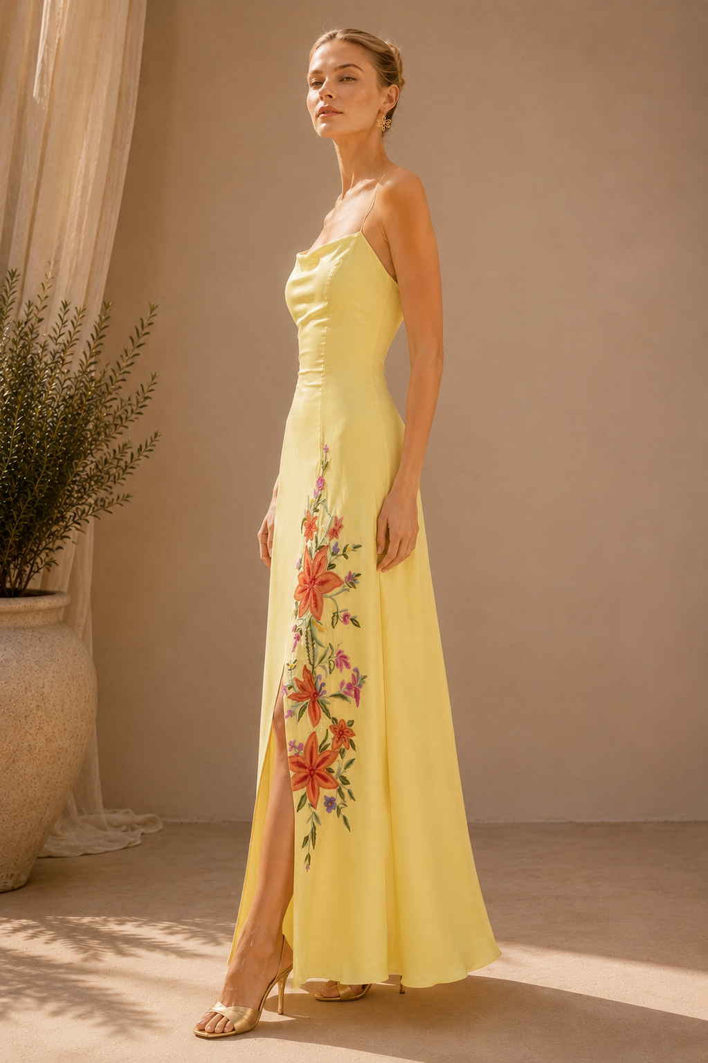 Sunlit Lily Embroidered Dress