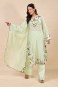 Mint Green Chanderi Embroidered Kurta Set (Sample)