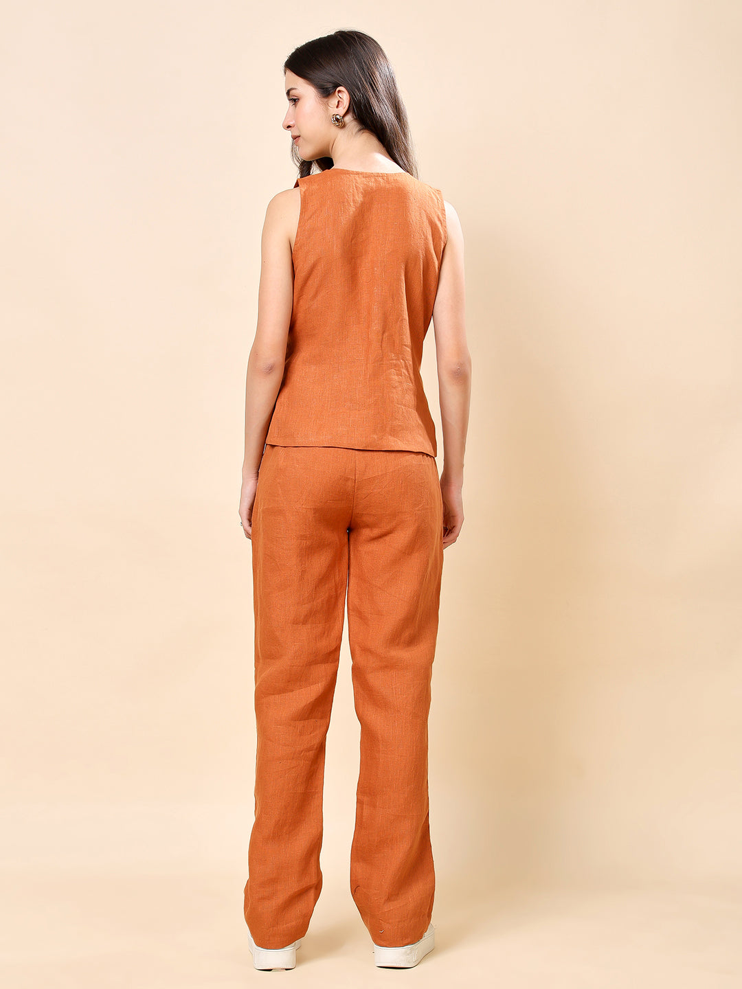 Rust Linen Embroidered Co-ord Set