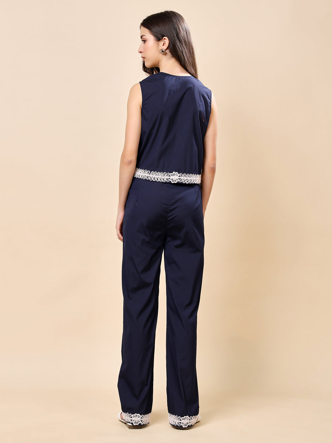 Blue Cotton Embroidered Co-ord Set