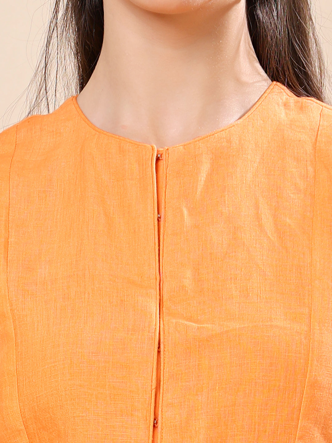 Orange Linen Embroidered Co-ord Set