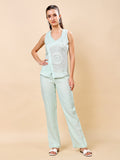 Mint Green Linen Embroidered Co-ord set.